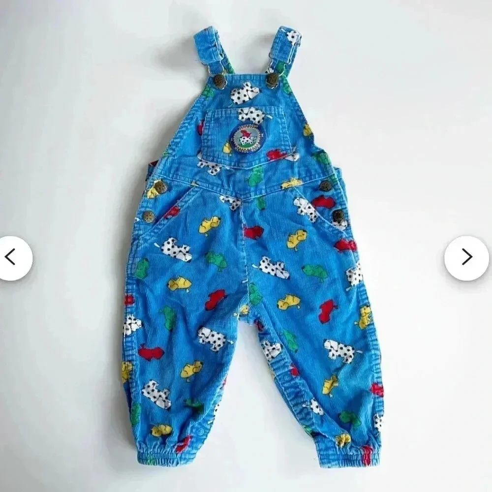 VINTAGE OSHKOSH BGOSH RIBBED PUPPY KENNEL OVERALLS SIZE 12 months